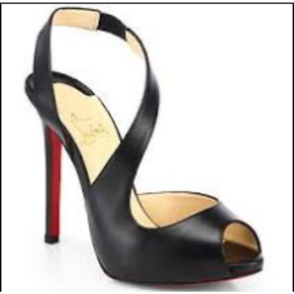 SOLD Christian Louboutin Viveka Leather Peep-Toe Pumps Size 7.5 - Picture 1 of 17